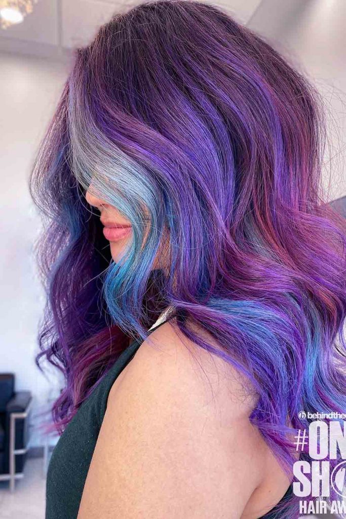Purple Hair with Baby Blue Accents