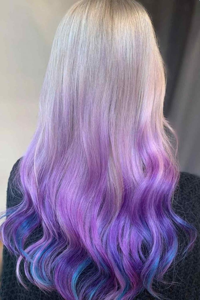 Ice Blonde To Purple Ombre