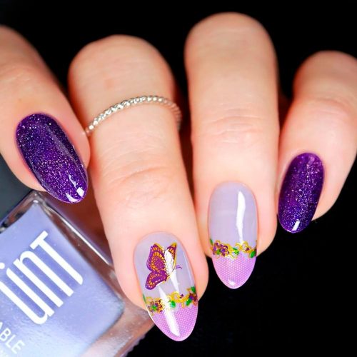 Floral Purple Nail Designs