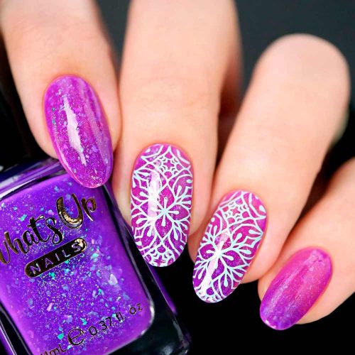 Sparkly Glitter Purple Nails