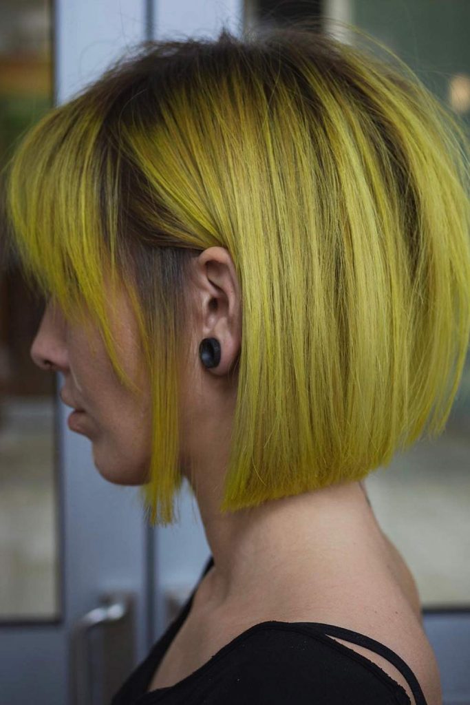 Lime Bob with Dark Roots