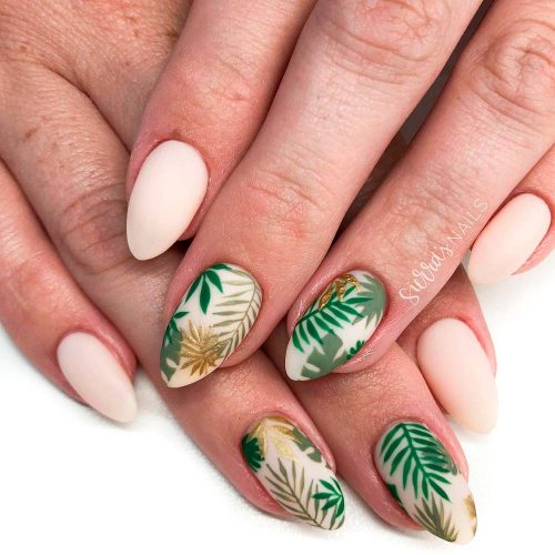 Summer Nail Designs with Palm Leaves