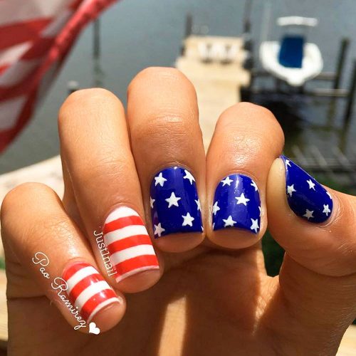 Patriotic Nails with Star Accents