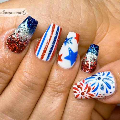 Sparkling Nail Designs for the Fourth of July
