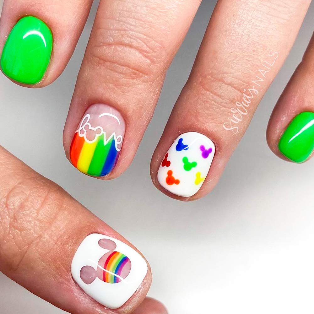 Rainbow Nails with Art