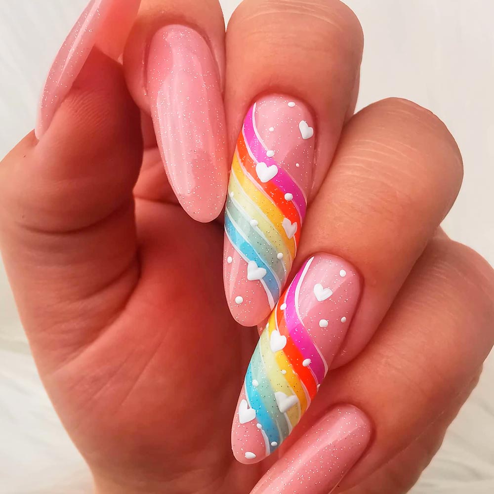 Rainbow Nails with Waves and Stripes
