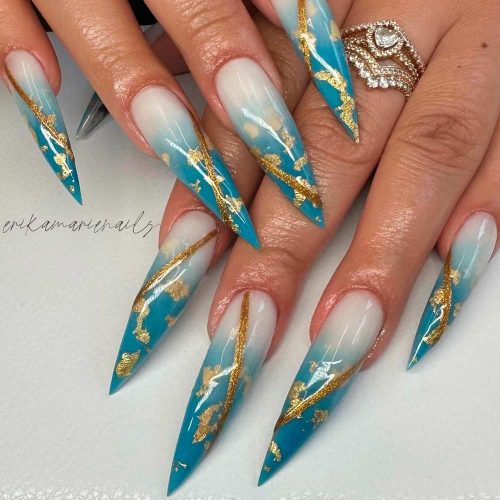 Ombre Nails With Gold Foil