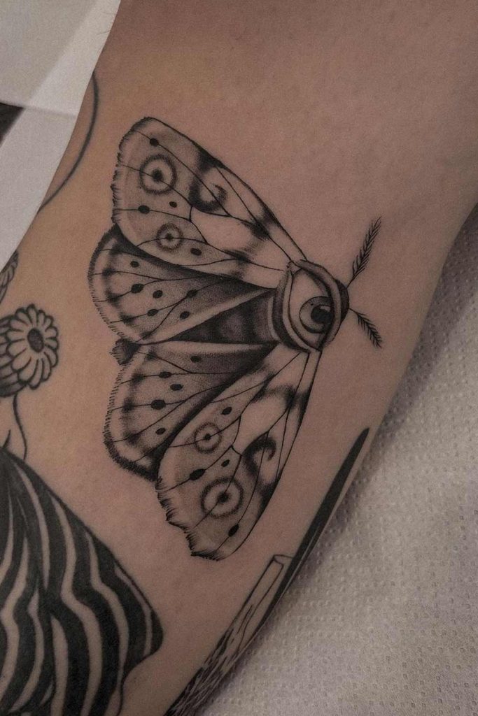 Moth And Eye Tattoo