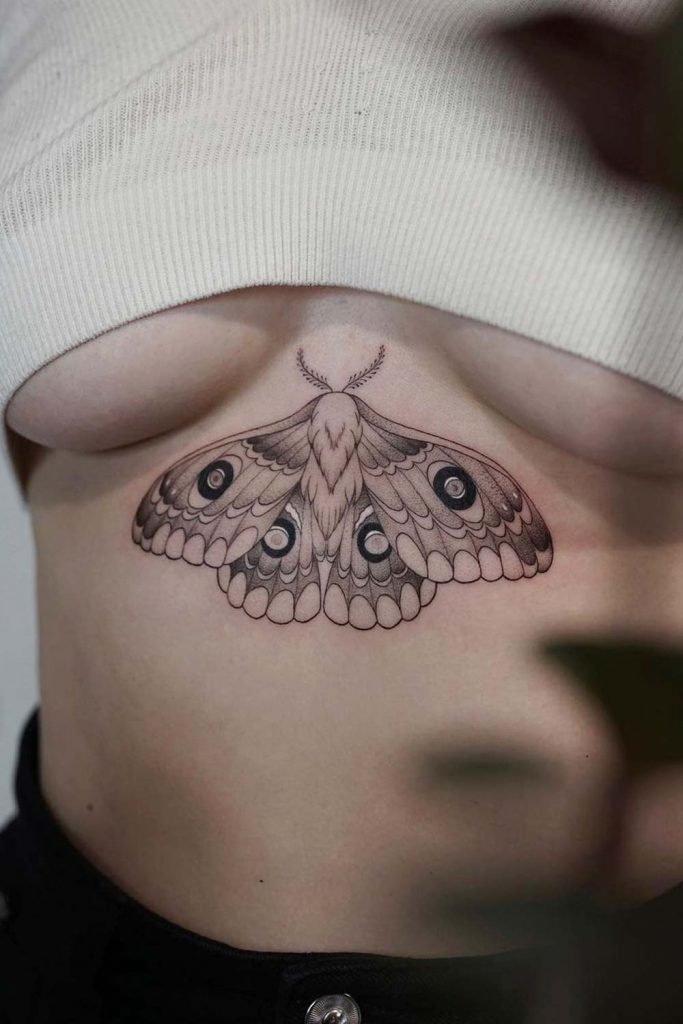 Sternum Moth Tattoo