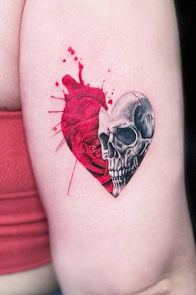 Heart Rose Skull Tattoo
