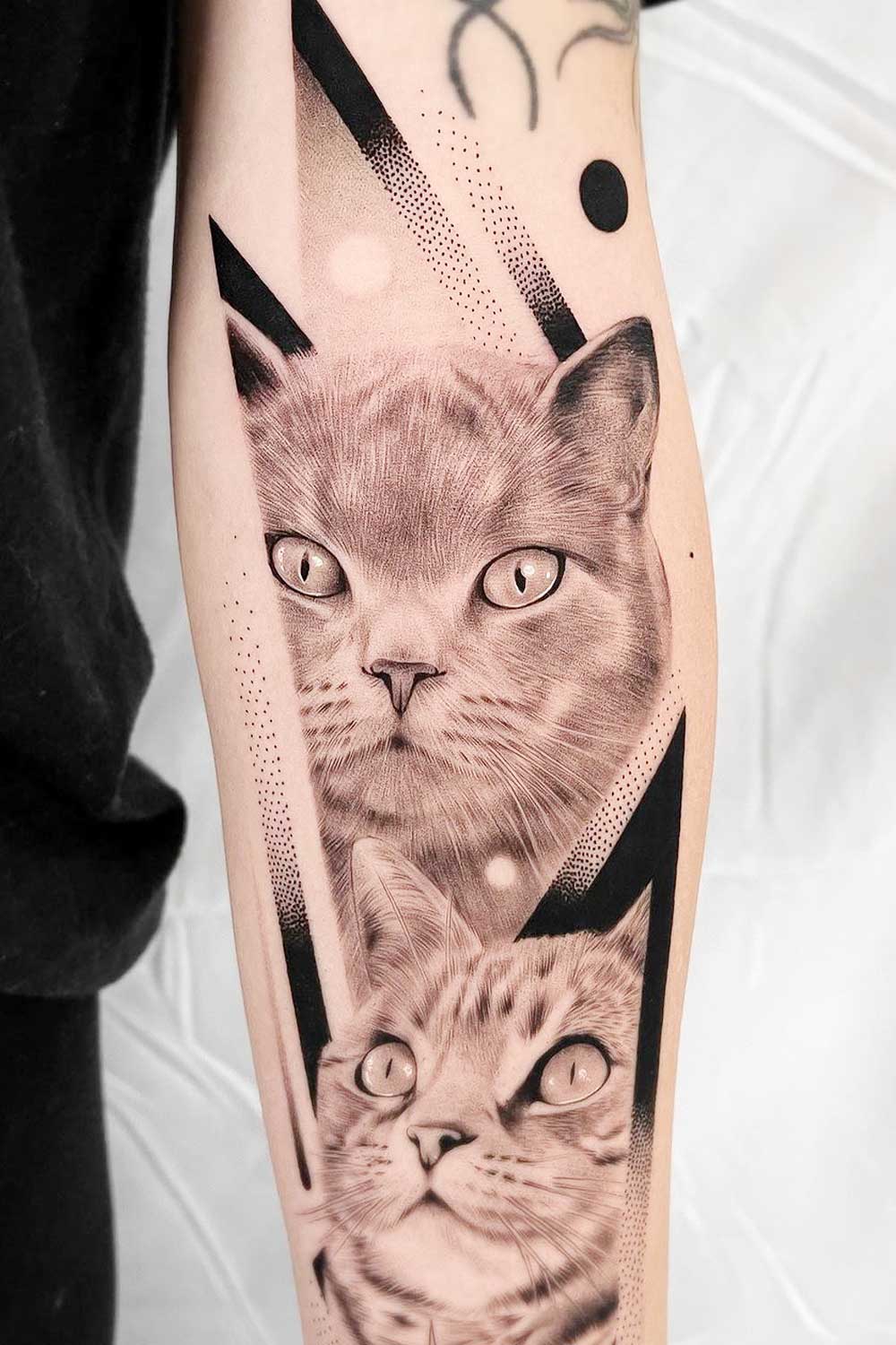 Realistic Cats Tattoo