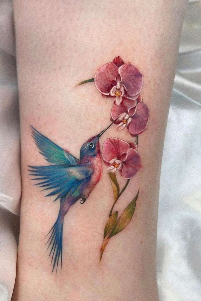 Ankle Hummingbird Tattoo