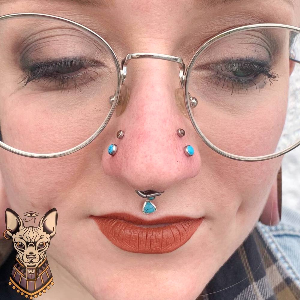 Both Sides Double Nostril Piercing