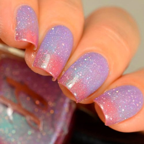 Ombre-Styled Nail Designs with Shimmer