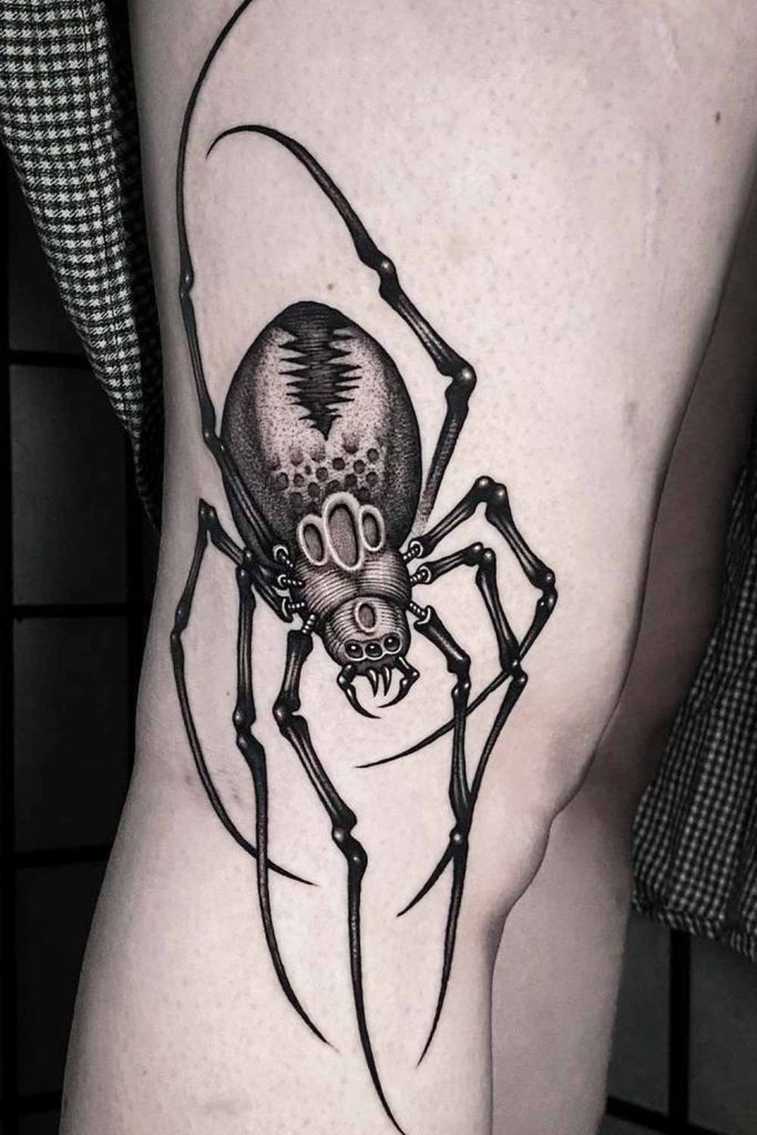 Freehand Spider Design on Leg