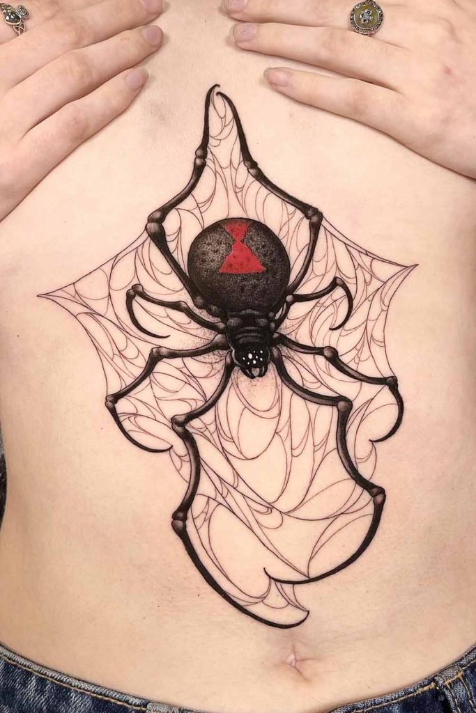 Sternum Spider Tattoo