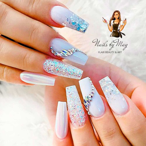 White And Rose Gold Nails Design