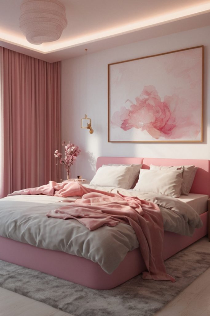 Girly Style Bedroom in Pink Shades