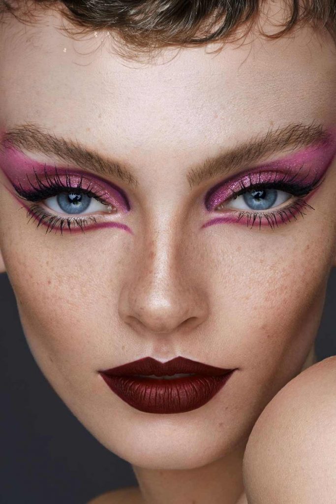 Romantic Makeup Looks with Maroon Matte Lipstick