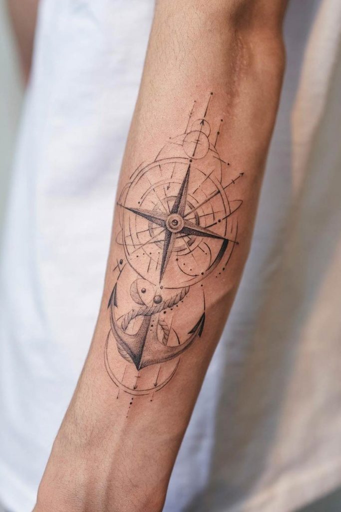 Compass Tattoo with Anchor