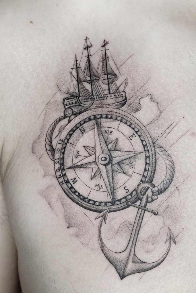 Sea Theme Chest Tattoo