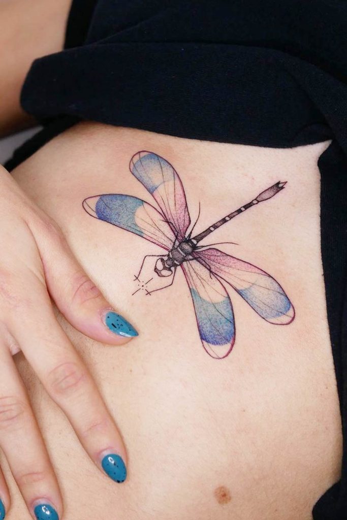 Sternum Dragonfly Tattoo