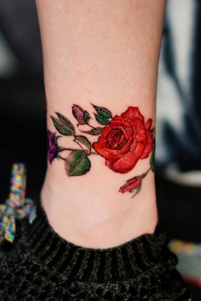 Rose Tattoo Embroidery Style