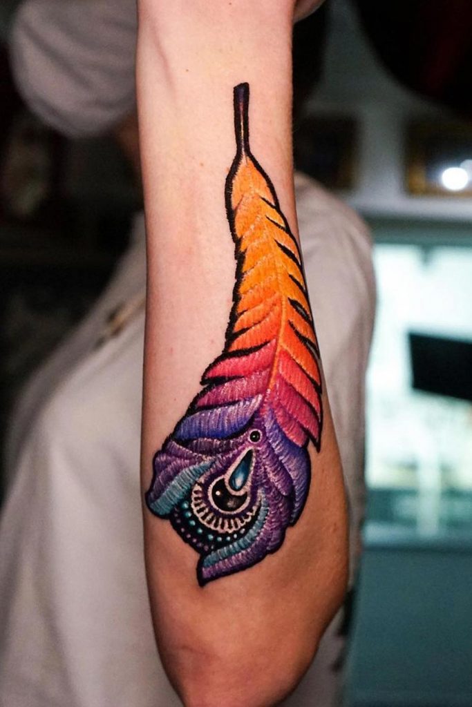 Fire-Bird Feather Embroidery Tattoo