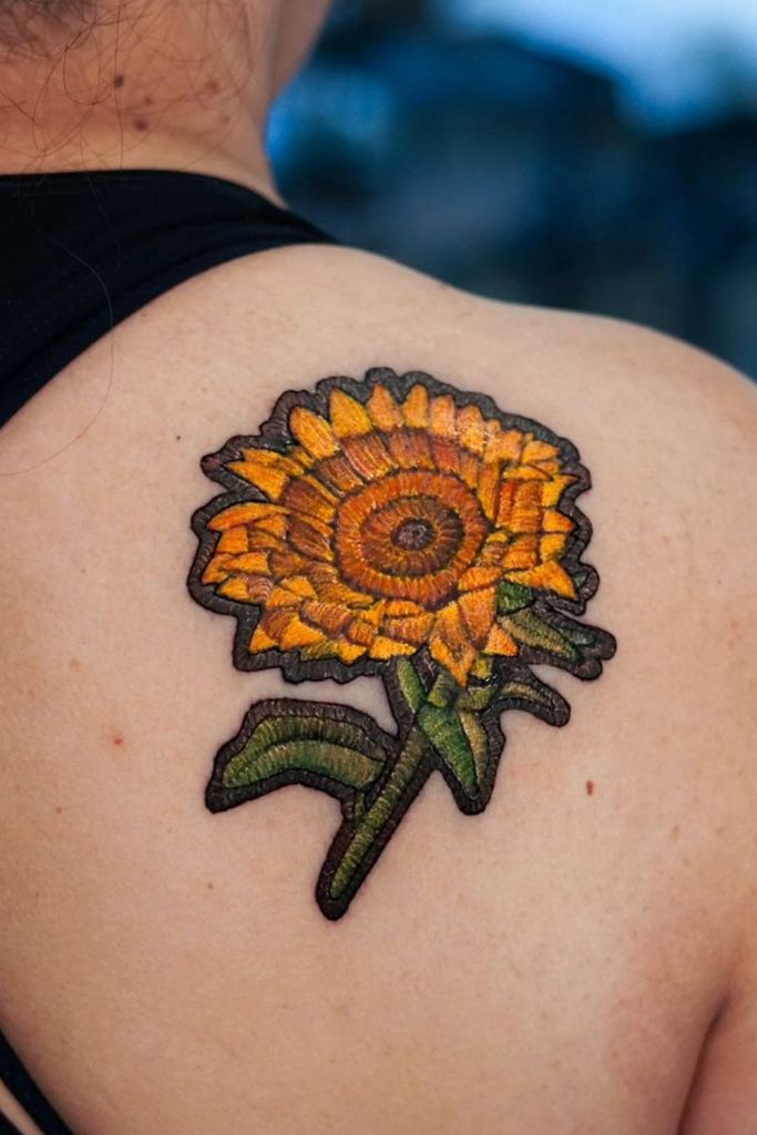 Sunflower Embroidery Tattoo