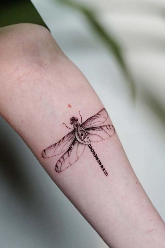 Dragonfly Tattoo with an Eye