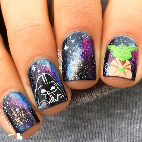 Galaxy Nails for Different Nail Shapes