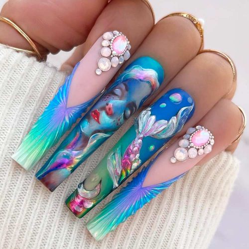 Coffin-Shaped Long Nails