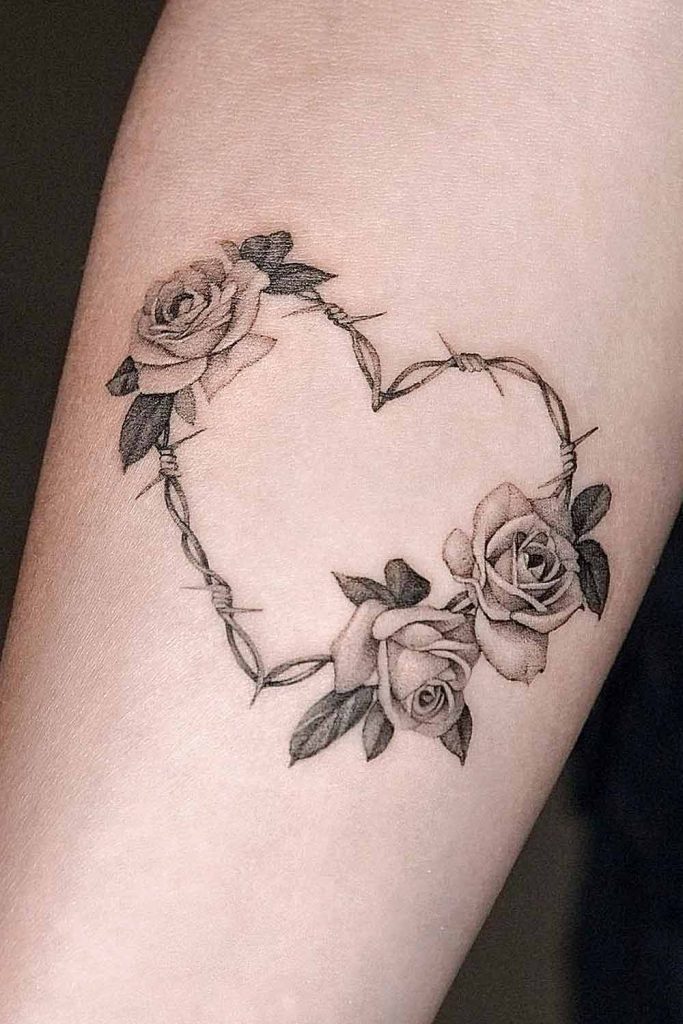 Rose And Barbed Wire Heart