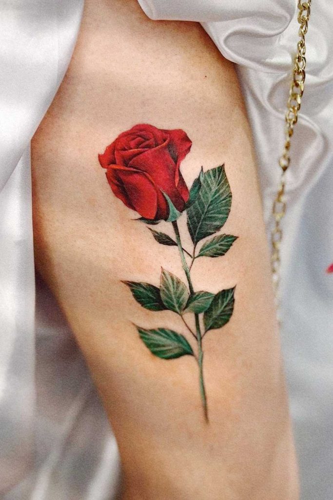 Thigh Rose Tattoo