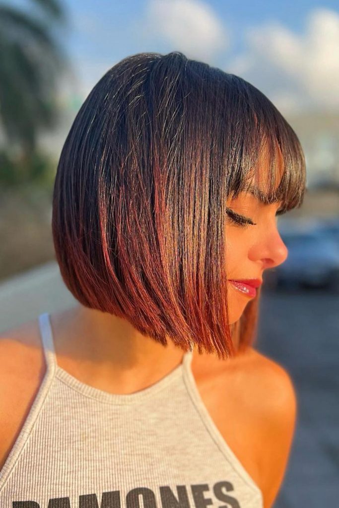 Sleek Bob with Red Ombre