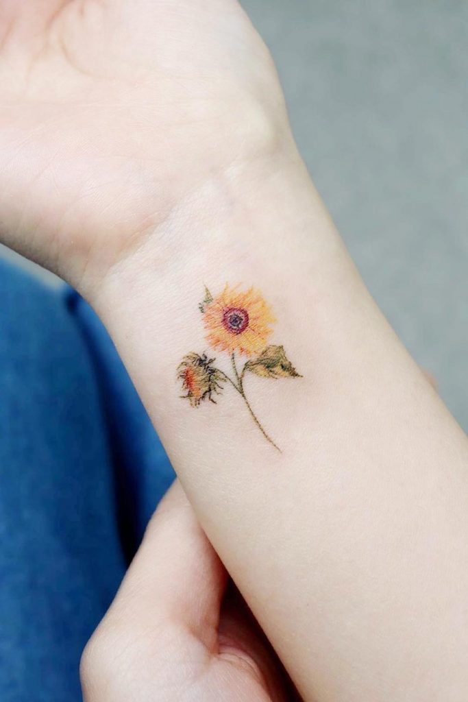 Sunflowers of Van Gogh on Wrist