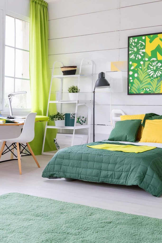 Wooden Accents with Green-Yellow Color Palette