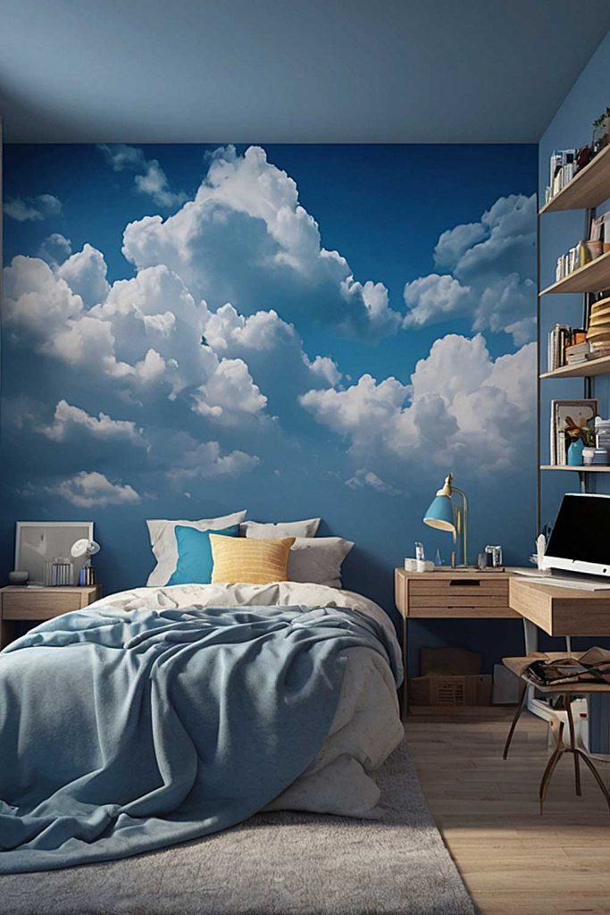 Blue Colored Room with Sky Wallpapers 