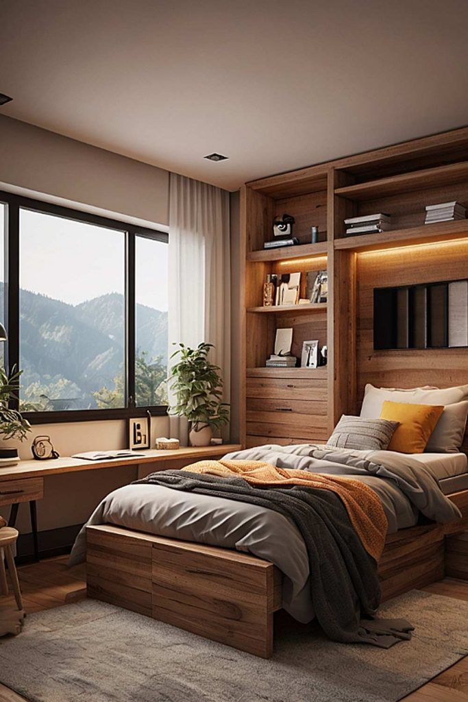 Wooden Accent Teen Bedroom