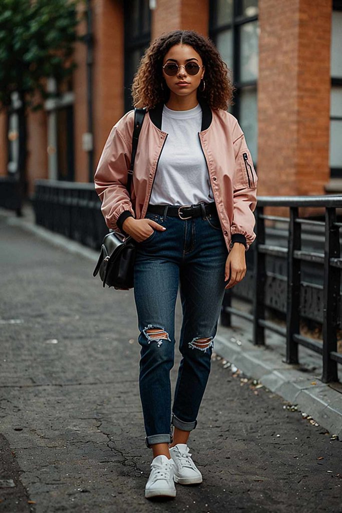 Ripped Jeans + Bomber