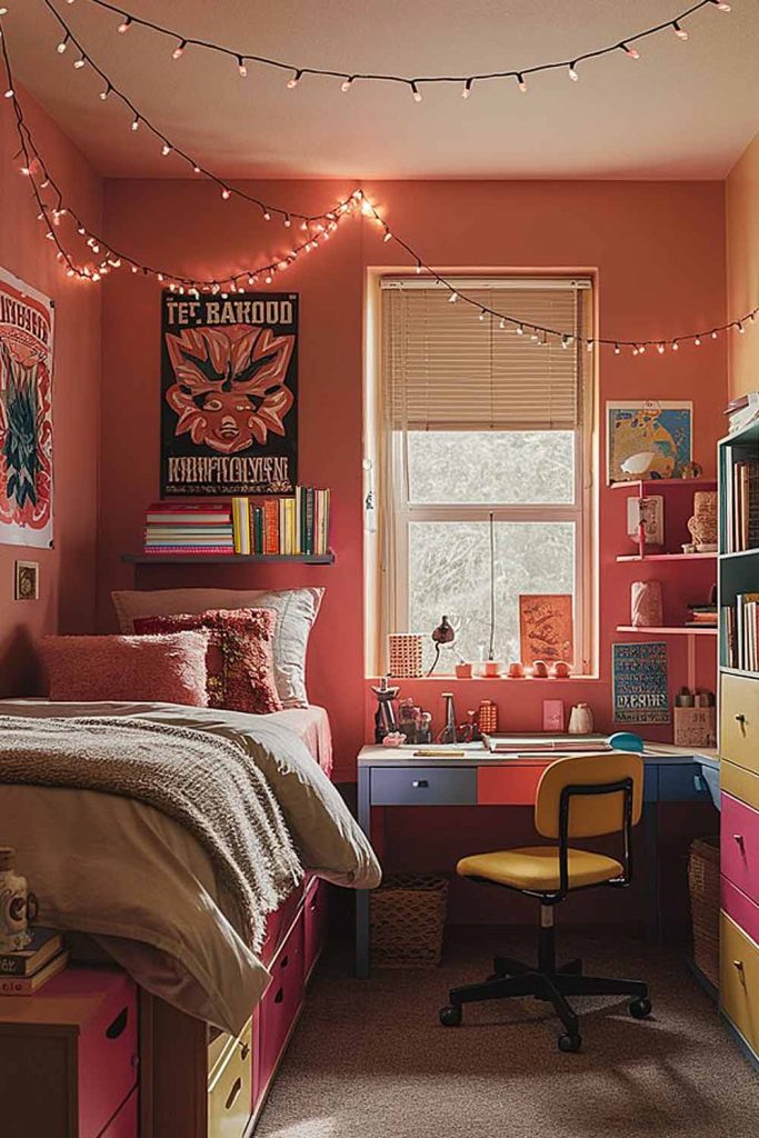 Colorful Accents Dorm Room