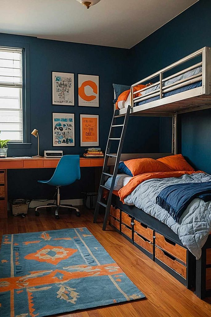 Orange and Navy Blue