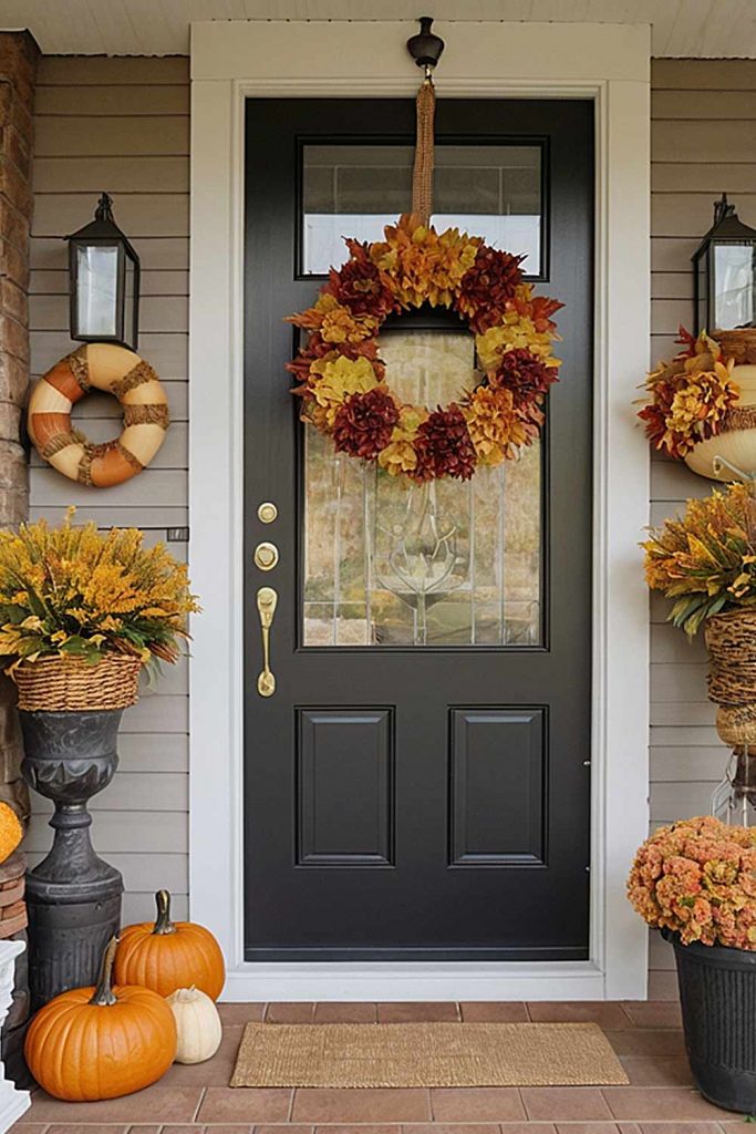 Front Porch with Fall Wreath