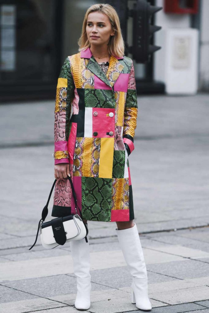 Bright Coat with High Boots