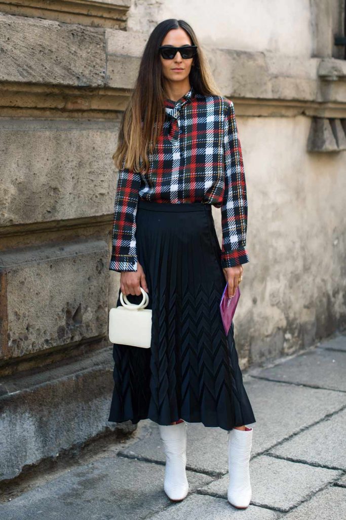 Flannel Shirt with Long Skirt