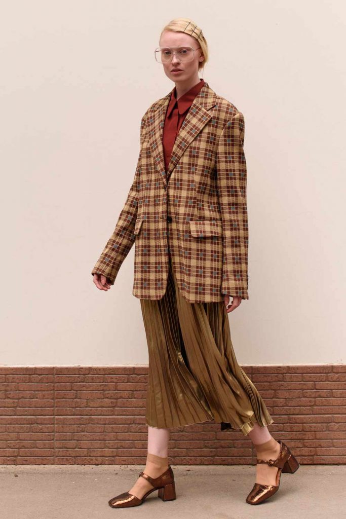 Plaid Jacket with Long Skirt