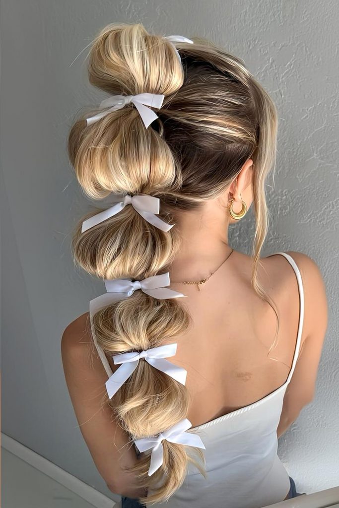 Playful Bubble Ponytail with Buns