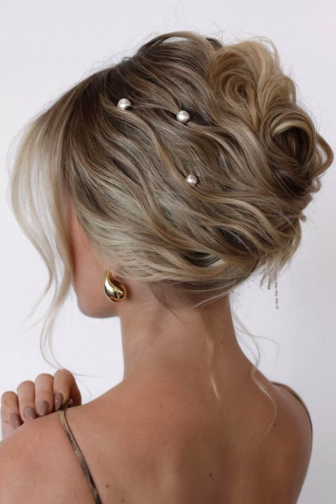 Soft Locks Updo with Pearls