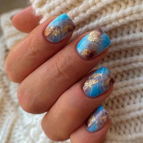 Marble Homecoming Nails Design