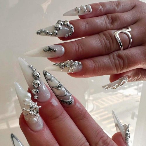 Popular Homecoming Nail Trends with Rhinestones